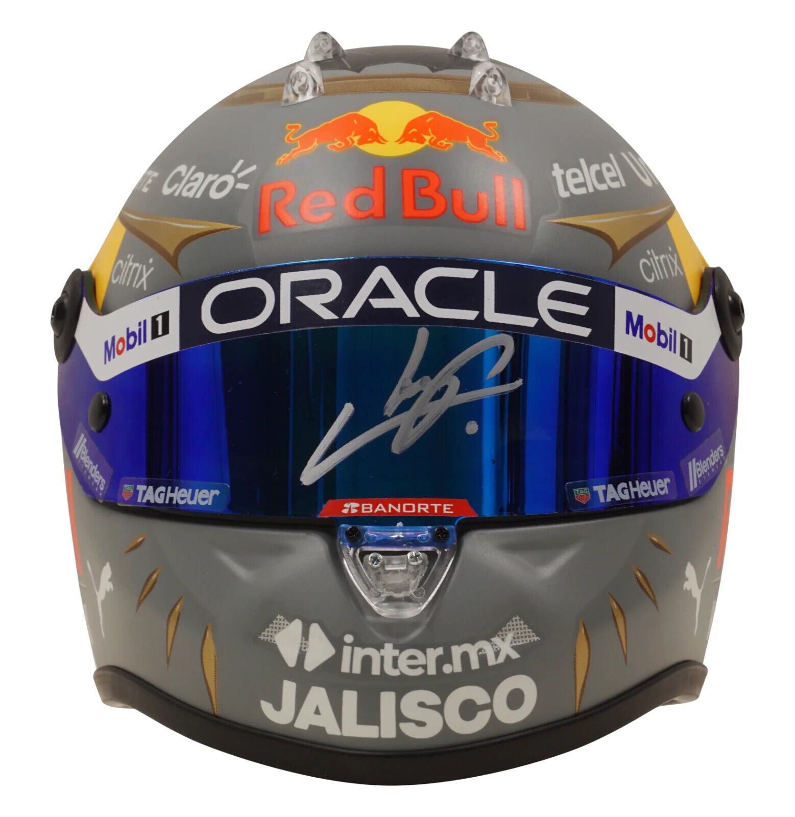 Sergio Perez Signed 2022 Brazil F1 RedBull Helmet 1:2 Scale with Beckett COA